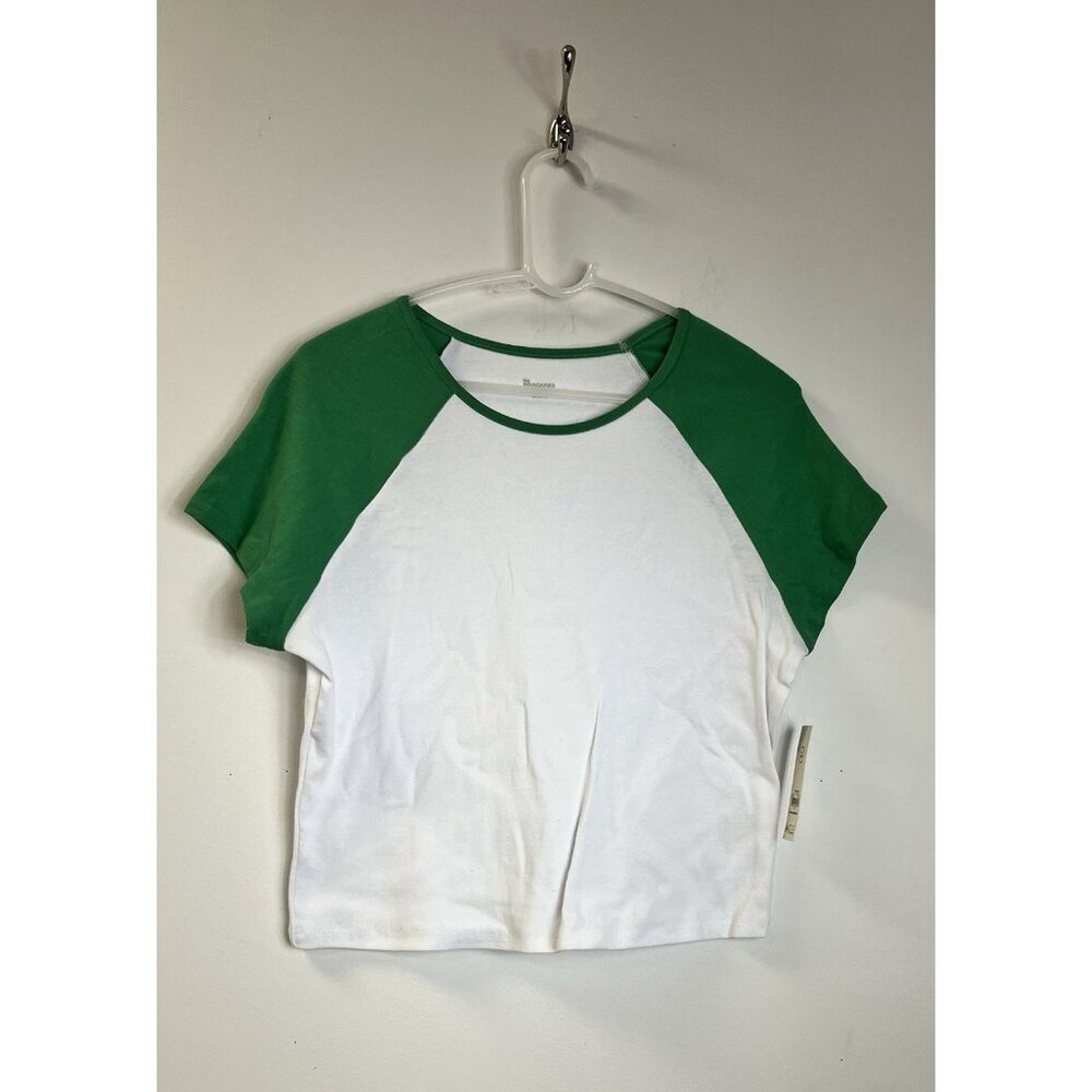 Woman’s Green and White Raglan Tee L